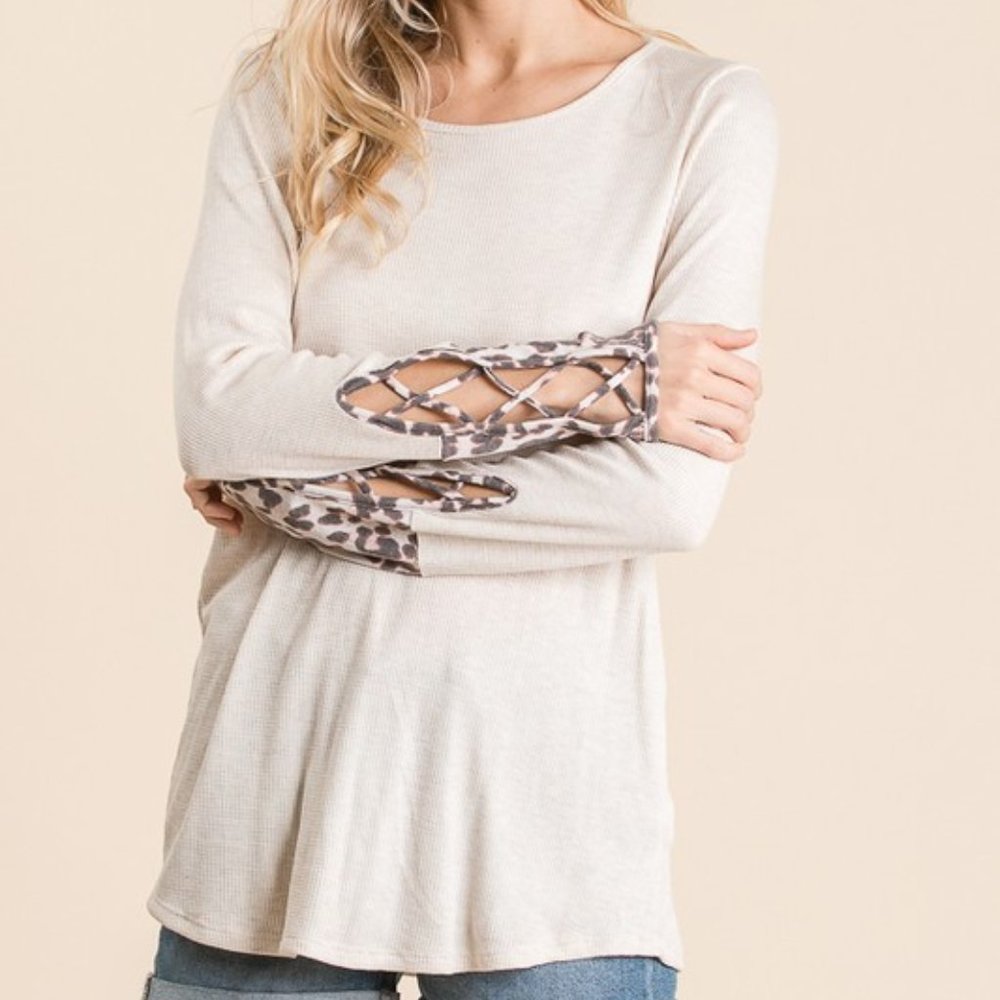 Leopard Cuff Tunic Top